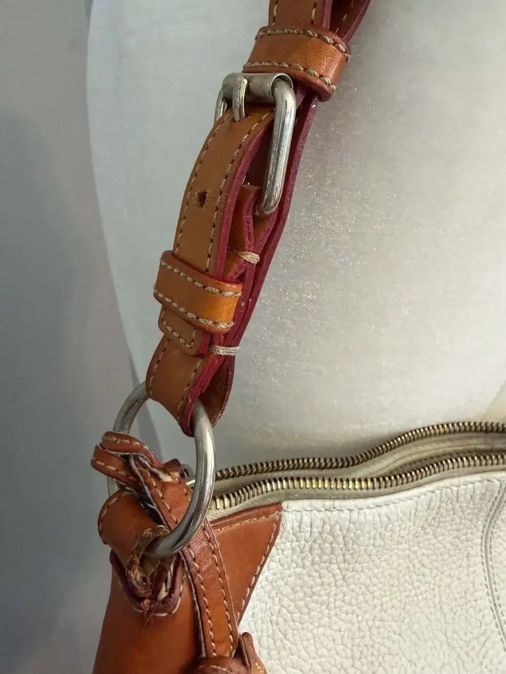 Dooney & Bourke Pebble Leather White Hobo Shoulder Bag